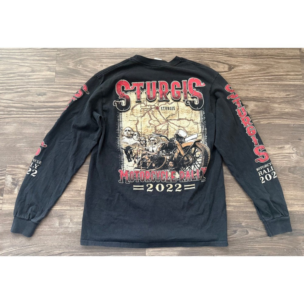Sturgis Motorcycle Rally 2022 Long Sleeve Shirt Mens Medium Black Graphic Biker